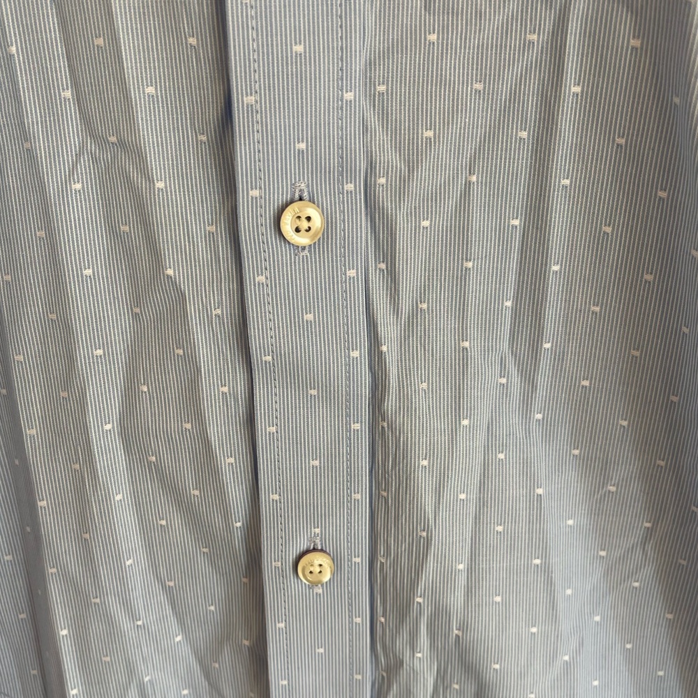 Ted Baker Endurance Blue Microstripe Dress Shirt – Floral Trim – Size 17 (34/35) - Picture 4 of 10